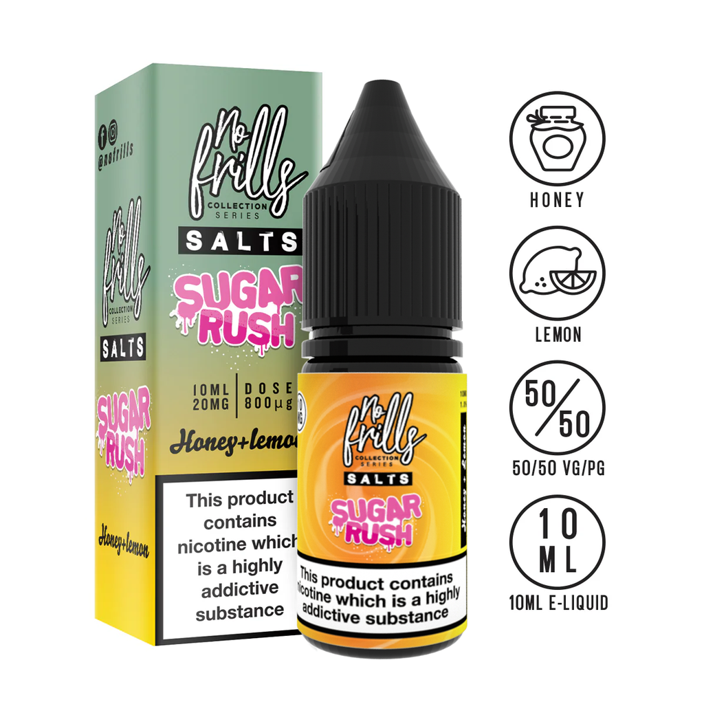 No Frills Salts - Sugar Rush: Honey & Lemon Nic Salt 10ml | The Ace of Vapez