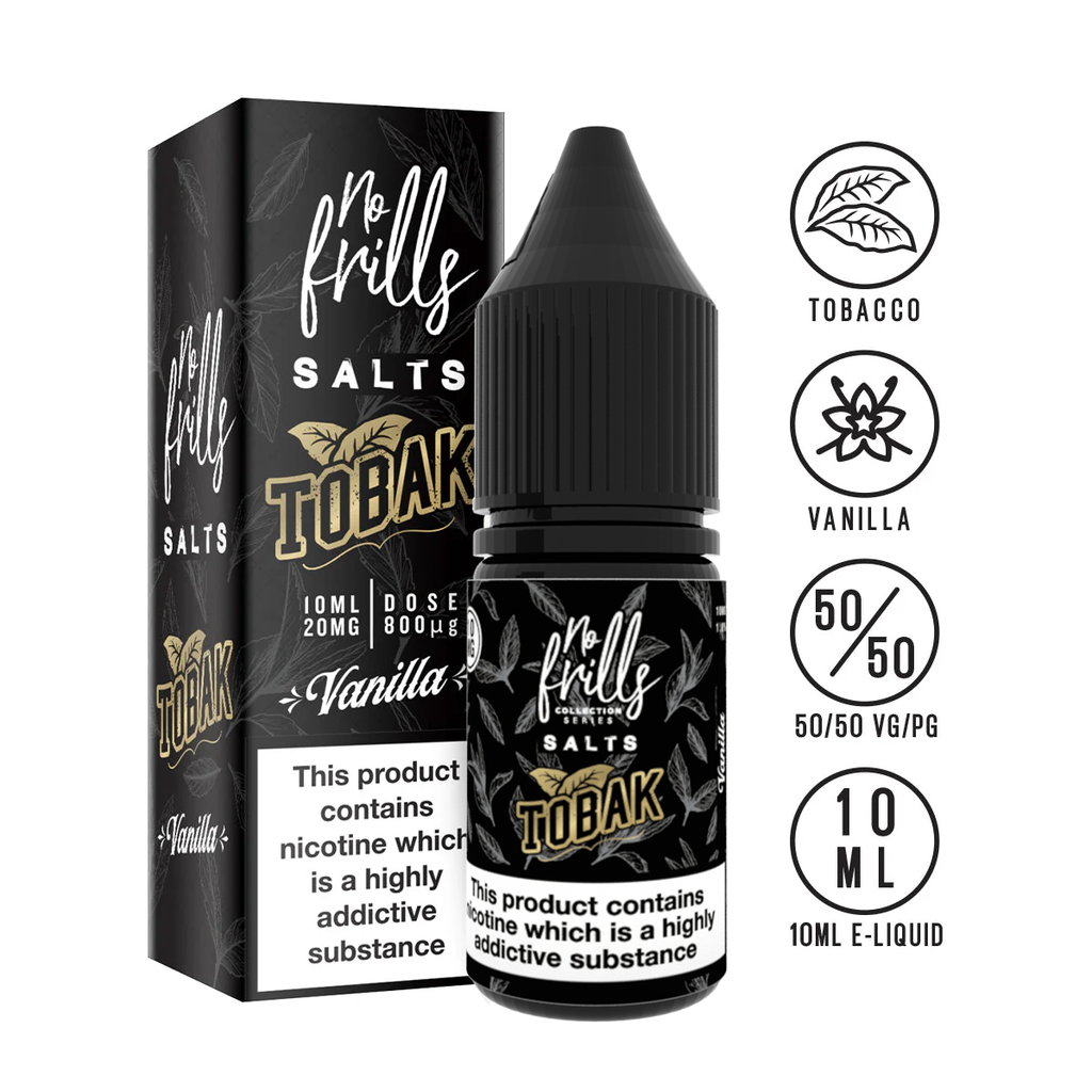 No Frills Salts - Tobak: Vanilla Tobacco Nic Salt 10ml | The Ace of Vapez