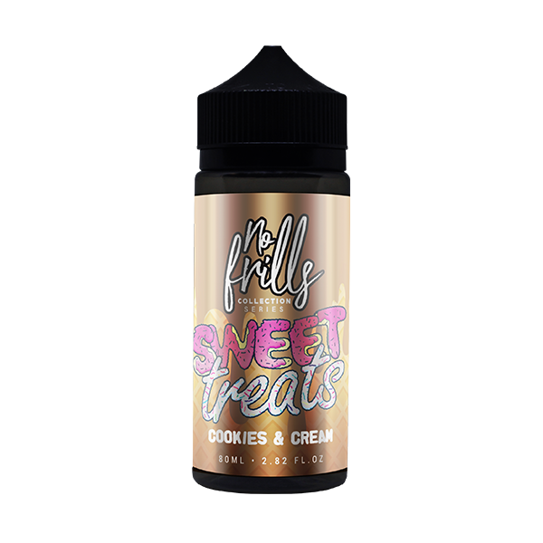 No Frills Collection Series - Sweet Treats Cookies & Cream 80ml (Includes 2x15mg VG Nicotine shots)